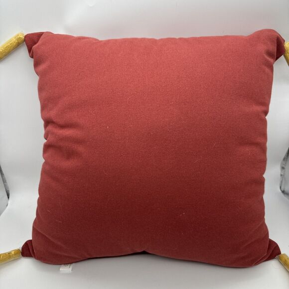 NWT FALL THROW PILLOW 18x18 In Burnt Orange Gold Tassels “I Think I Love Fall” - Picture 6 of 8